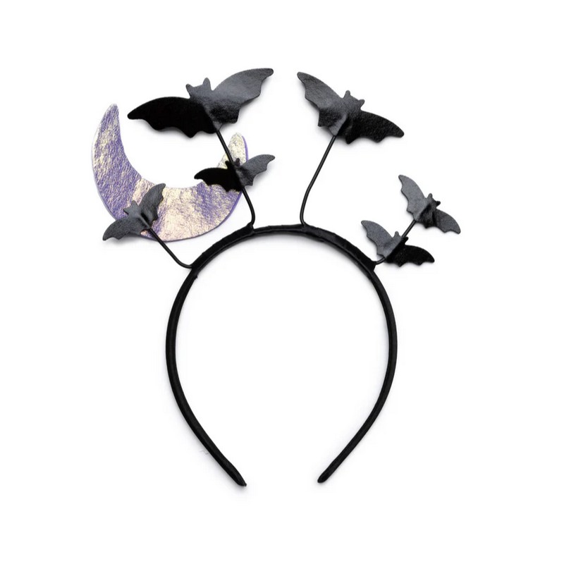 Cerchietto di Halloween nero con pipistrelli e luna viola