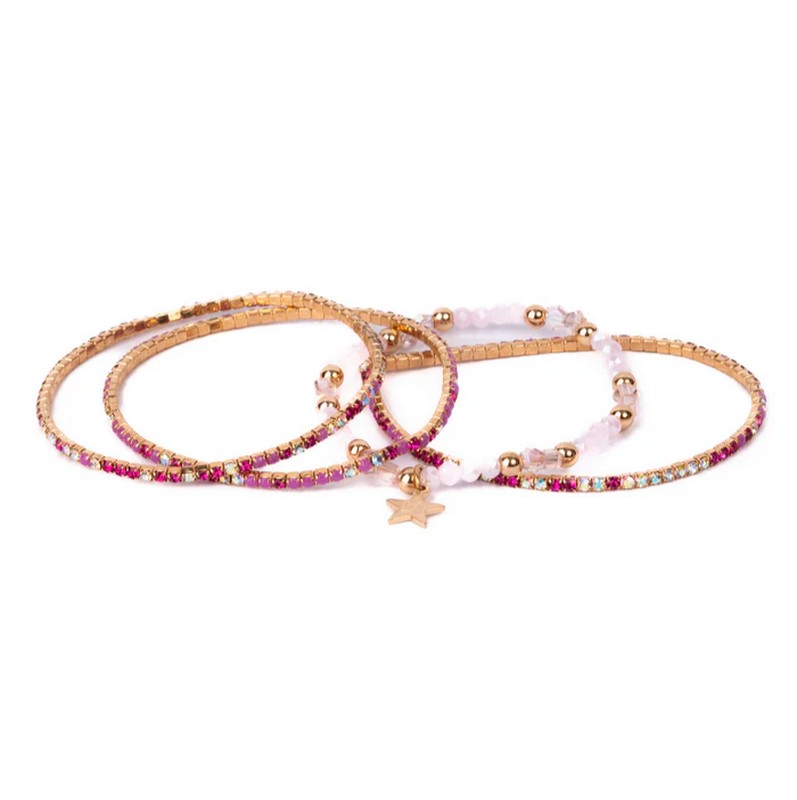 Set 4 braccialetti per bambina con perline colorate e strass