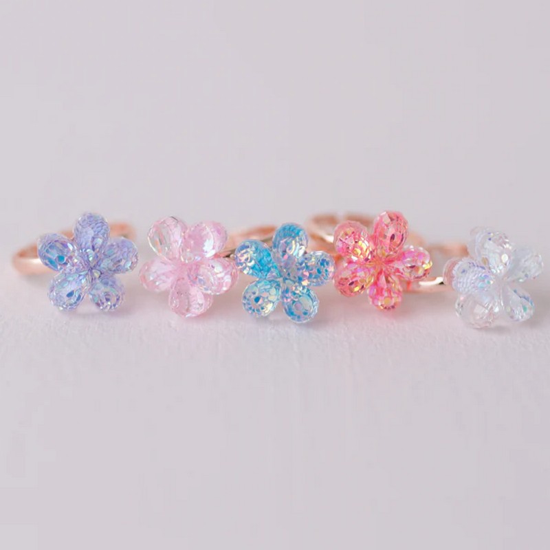 Set 5 anelli con fiori colorati per bambina