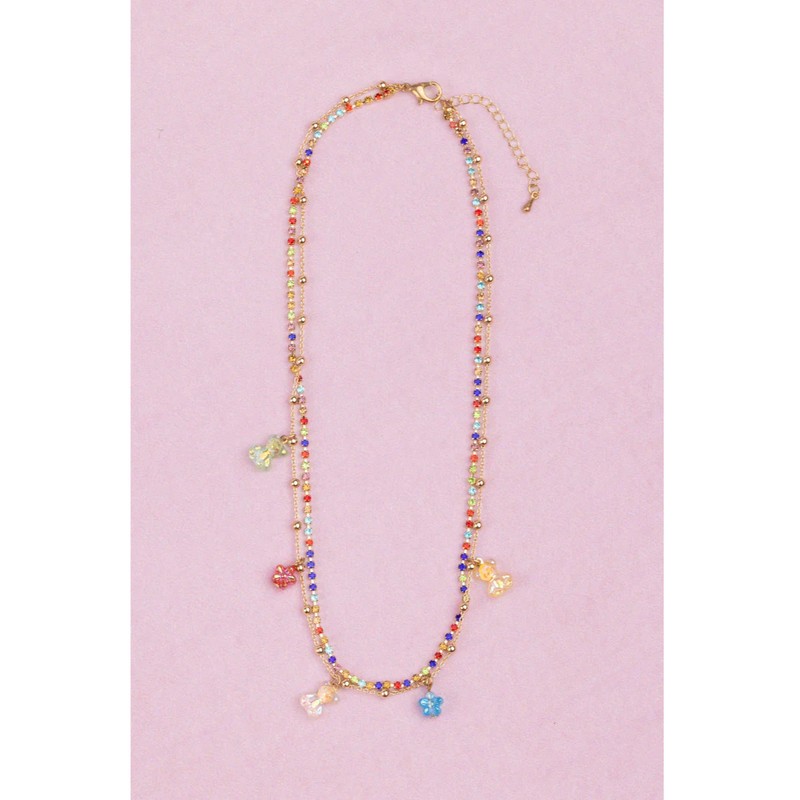 Collana con orsetti stile caramella e fiori per bambina
