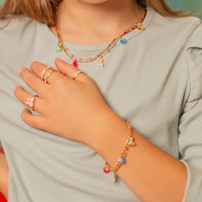 Collana con orsetti stile caramella e fiori per bambina