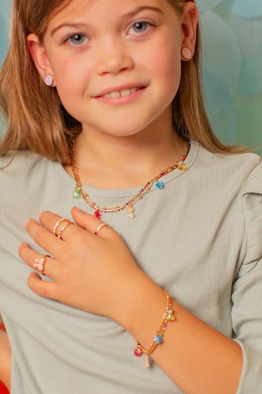 Collana con orsetti stile caramella e fiori per bambina