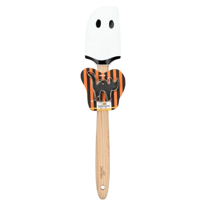 Spatola decorata con fantasma con tagliabiscotti a forma di gatto, il set da cucina perfetto per Halloween
