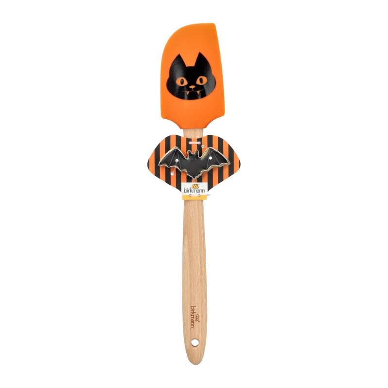Spatola decorata con gatto con tagliabiscotti a forma di pipistrello, il set da cucina perfetto per Halloween