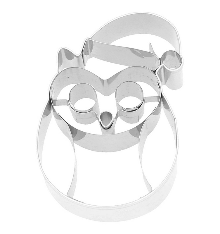 Tagliabiscotti in acciaio inossidabile a forma di gufo con cappello Babbo Natale