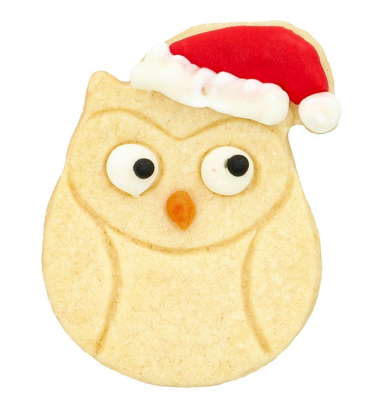 Tagliabiscotti in acciaio inossidabile a forma di gufo con cappello Babbo Natale