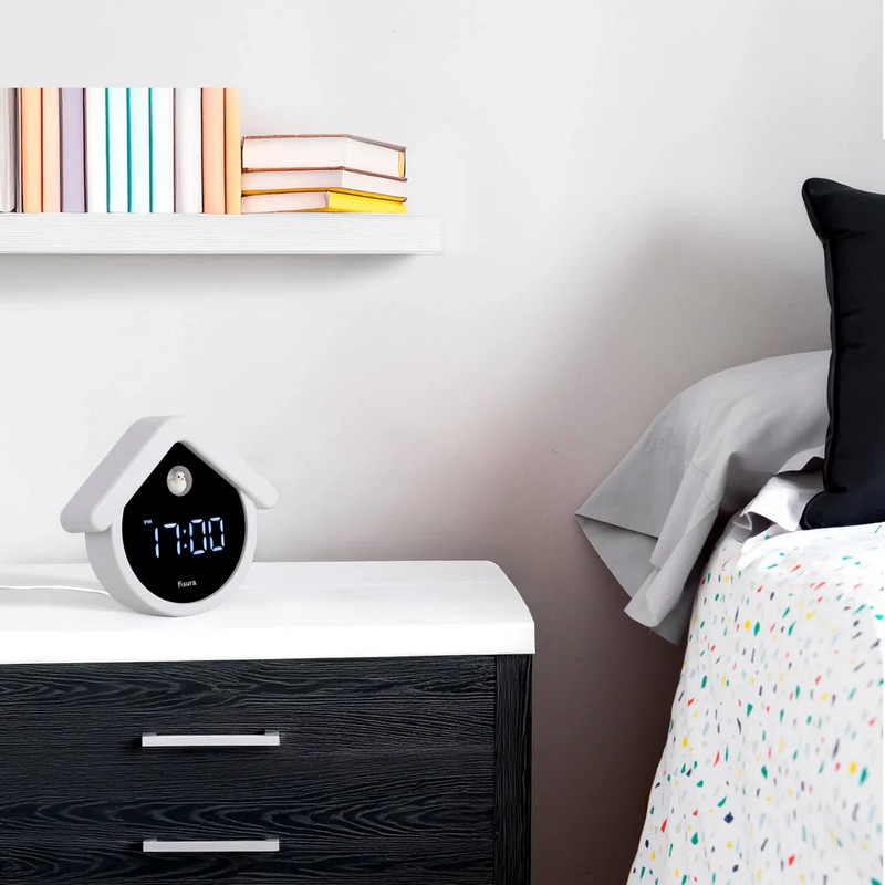 Orologio sveglia digitale a forma di casetta con cucù di colore bianco e nero con funzione termometro