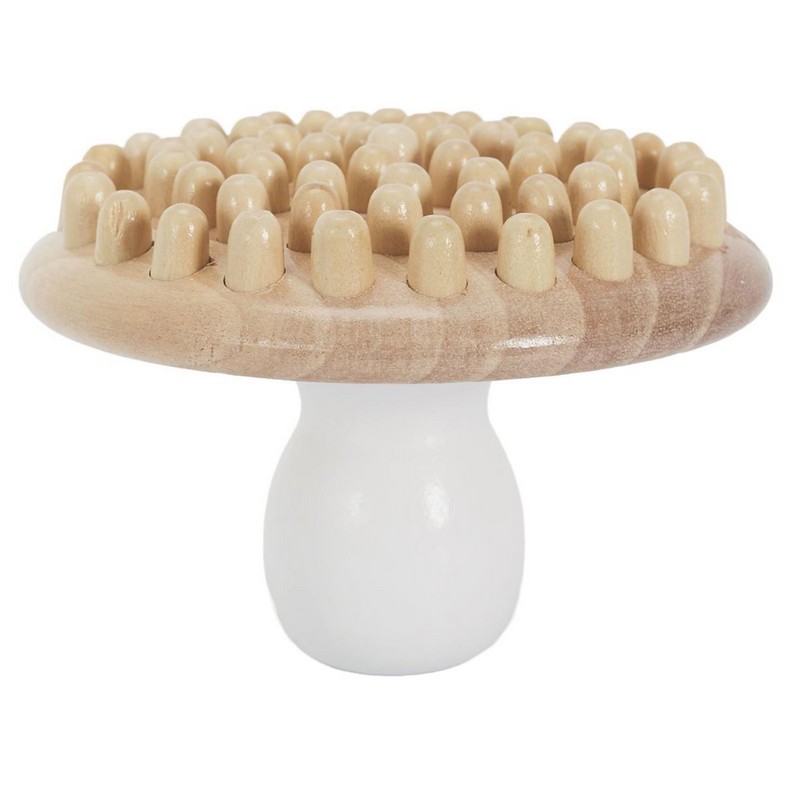 Set 3 accessori per massaggi in legno contenente massaggiatore per cuoio capelluto, spazzola massaggiatrice multiuso e tripode