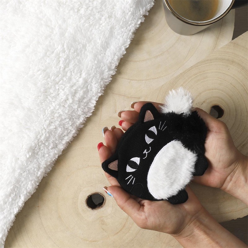 Scaldamani gatto bianco e nero riutilizzabile, fornisce 30 minuti di calore alla volta