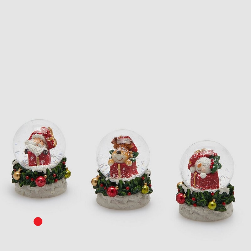 Boule de neige con ghirlanda sulla base e Babbo Natale