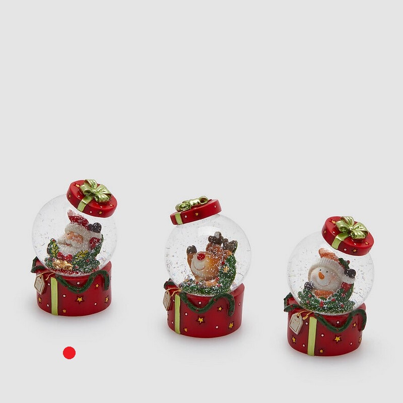 Boule de neige a forma di pacco regalo con Babbo Natale