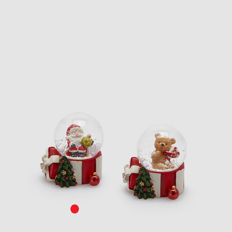 Boule de neige a forma di pacco regalo con Babbo Natale