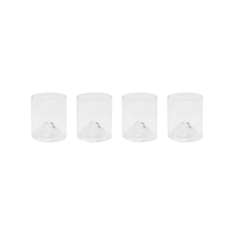Set 4 bicchierini da liquore in vetro con montagna all'interno
