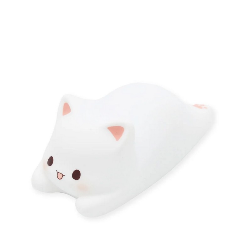 Luce da notte in silicone a forma di gatto con controllo touch, luce calda e multicolor, funzione timer e batteria interna ricaricabile (cavo incluso)