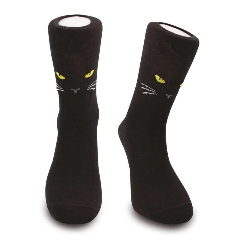 Paio di calze decorate con gatto nero