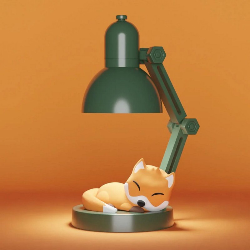 Mini luce da notte in stile abat-jour verde con volpe