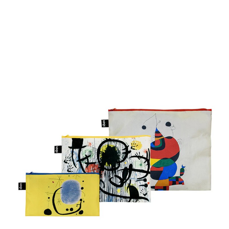 Set 3 buste da viaggio organizza valigia decorate con opere di Joan Mirò
