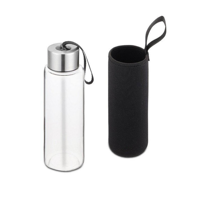 Bottiglia termica in vetro borosilicato da 750 ml con rivestimento removibile in neoprene nero