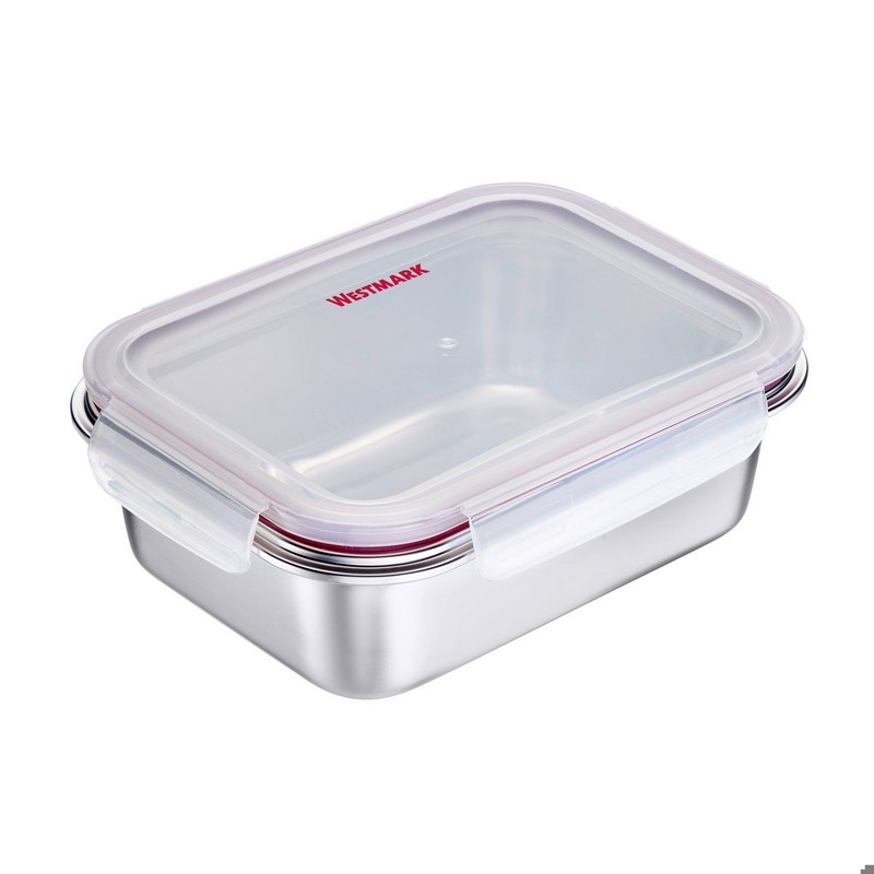 Contenitore in acciaio inox con coperchio ermetico da 1.3 litri, adatto all'utilizzo in microonde (senza coperchio)