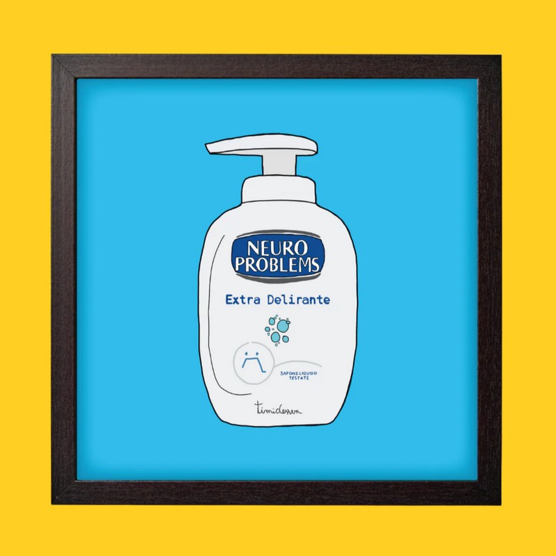 Quadro con cornice nera in legno con poster Neuro Problems su sapone