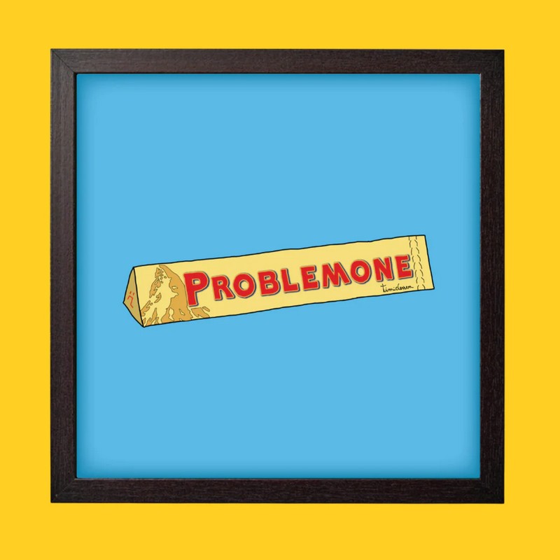 Quadro con cornice nera in legno con poster Problemone su cioccolato