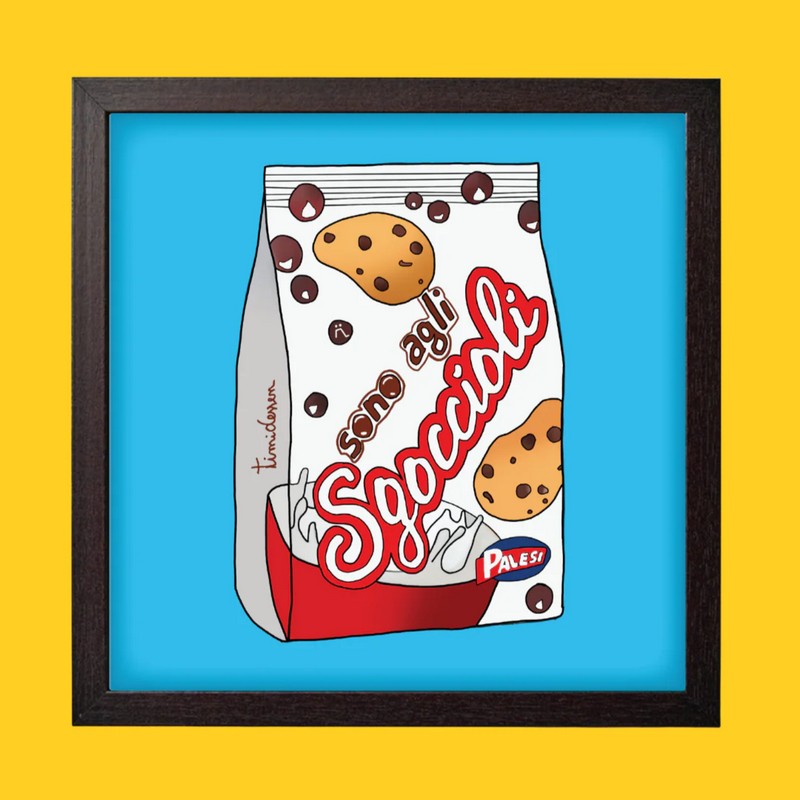 Quadro con cornice nera in legno con poster Sono agli sgoccioli su biscotti