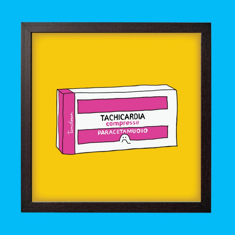 Quadro con cornice nera in legno con poster Tachicardia su tachipirina