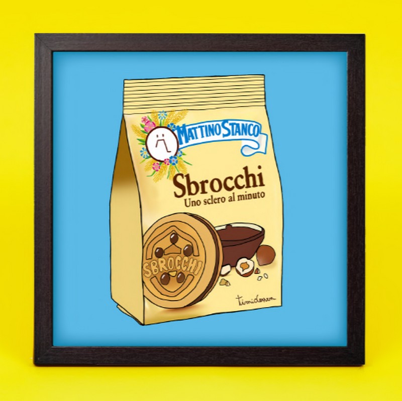 Quadro con cornice nera in legno con poster Sbrocchi su biscotti, una divertente idea regalo donna o uomo