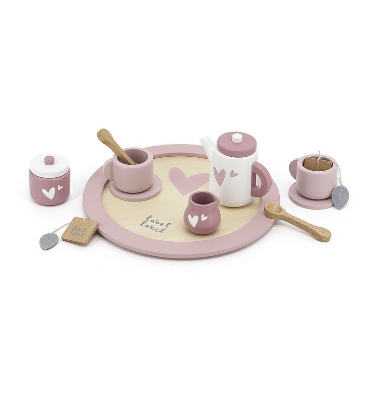 Gioco per bambini servizio tè in legno di faggio