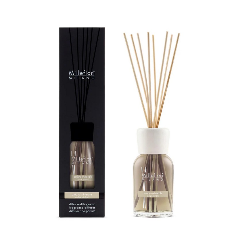 Diffusore di fragranza Millefiori Ambra Naturale da 100 ml con bastoncini