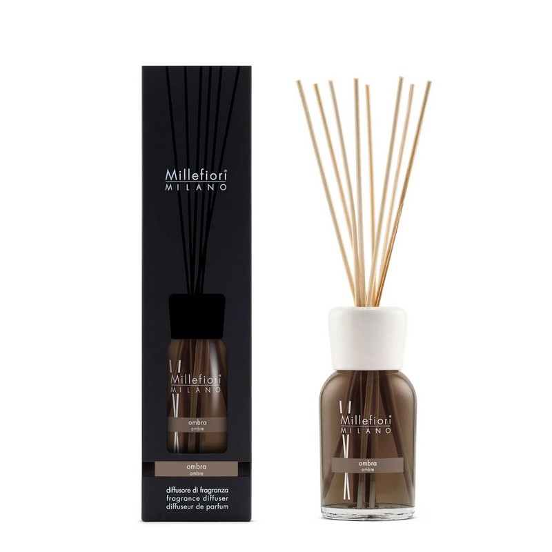 Diffusore di fragranza Millefiori Ombra da 100 ml con bastoncini