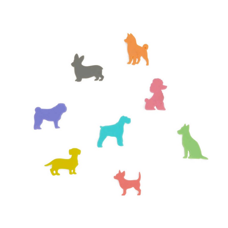 Set 8 segnabicchieri riutilizzabili in silicone a forma di cani di razze e colori diversi