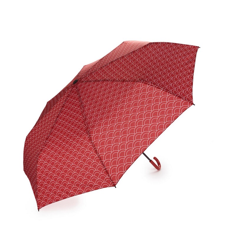 Ombrello pieghevole con decoro a squame in astuccio a forma di carpa koi rossa