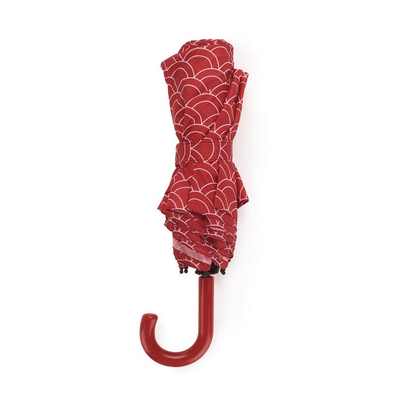Ombrello pieghevole con decoro a squame in astuccio a forma di carpa koi rossa