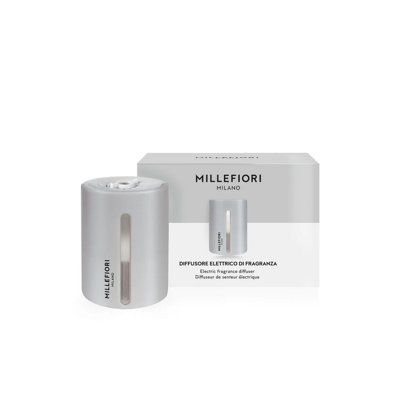 Diffusore elettrico di fragranza Millefiori (nuova versione 2025) con scocca grigio perla, profumo non incluso