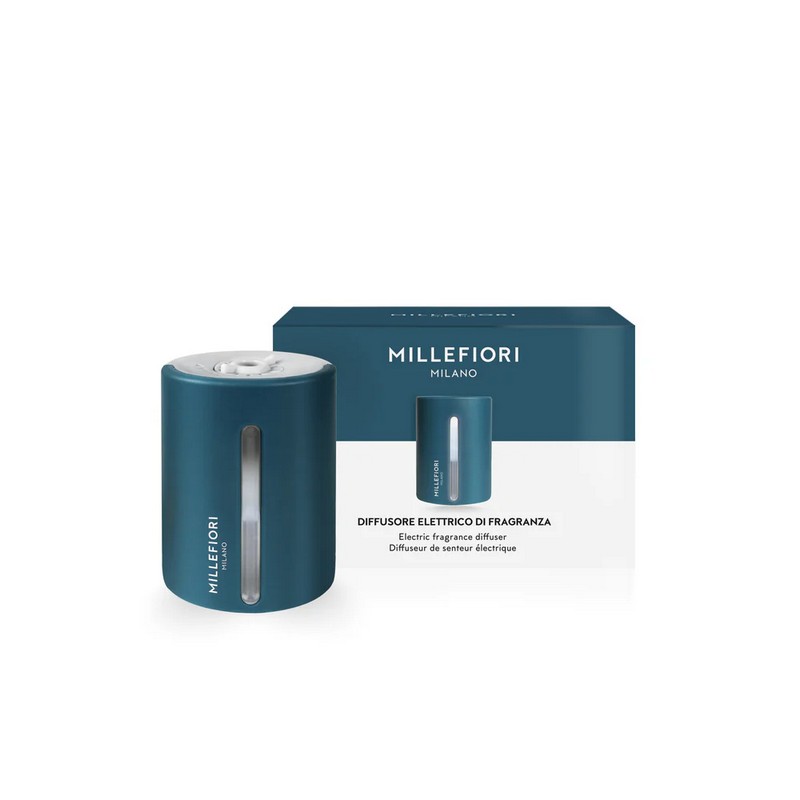 Diffusore elettrico di fragranza Millefiori (nuova versione 2025) con scocca verde ottanio, profumo non incluso