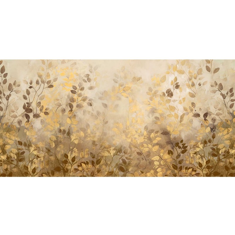 Quadro olio su tela di legno fatto a mano con pennellate in rilievo raffigurante foglie dorate