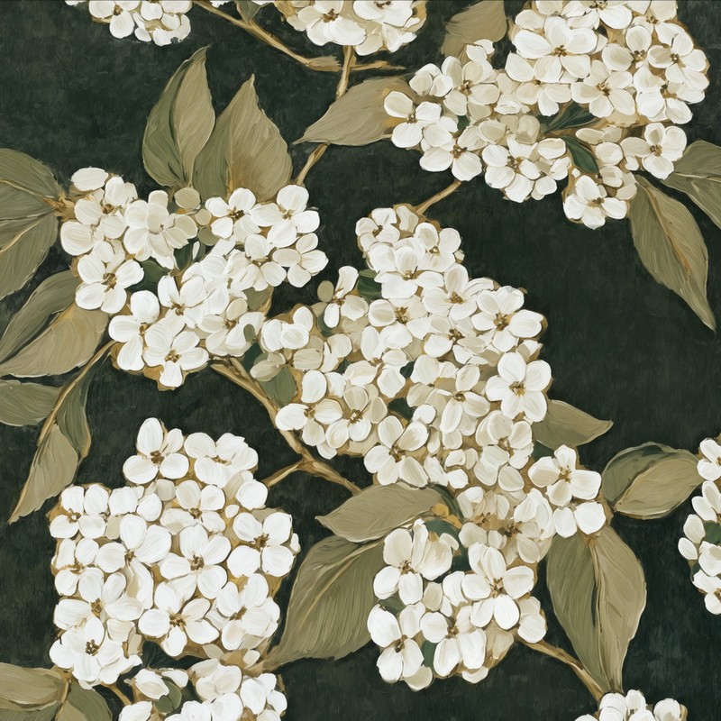Quadro olio su tela fatto a mano con pennellate in rilievo raffigurante fiori di ortensia