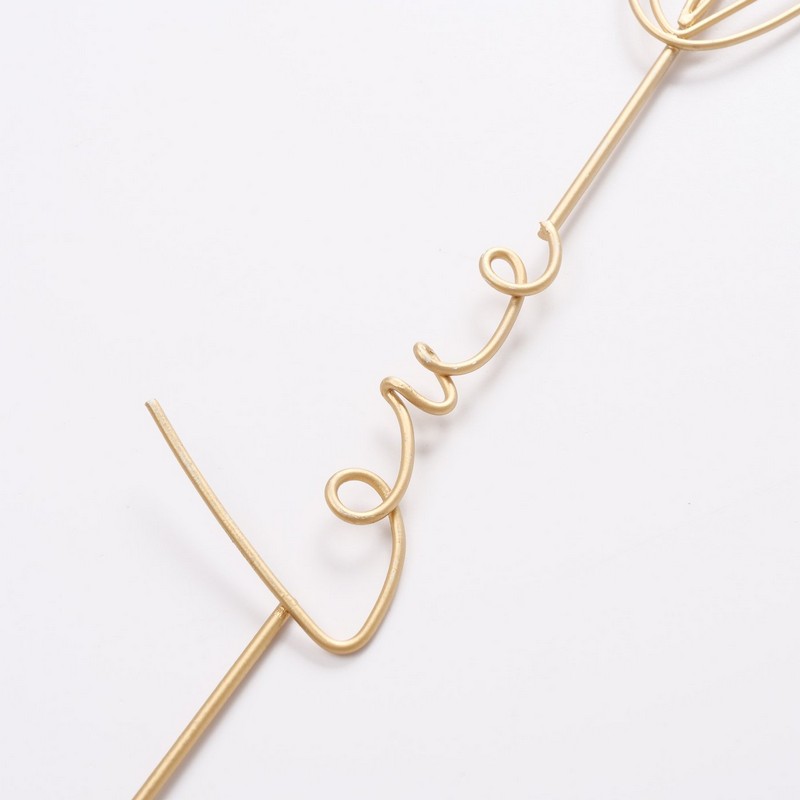Pick fiori in metallo dorato con scritte per piante, 4 varianti assortite: Smile, Love, Enjoy, Be happy