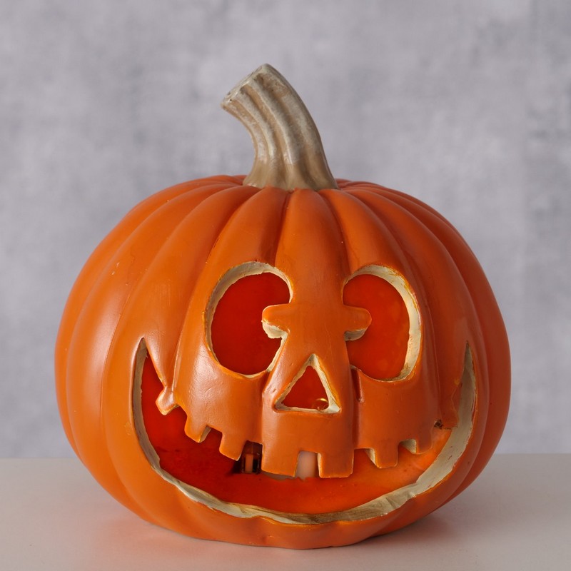 Zucca di Halloween in poliresina con luce led