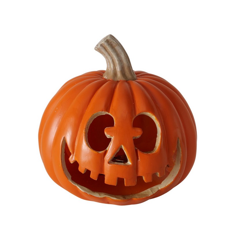 Zucca di Halloween in poliresina con luce led