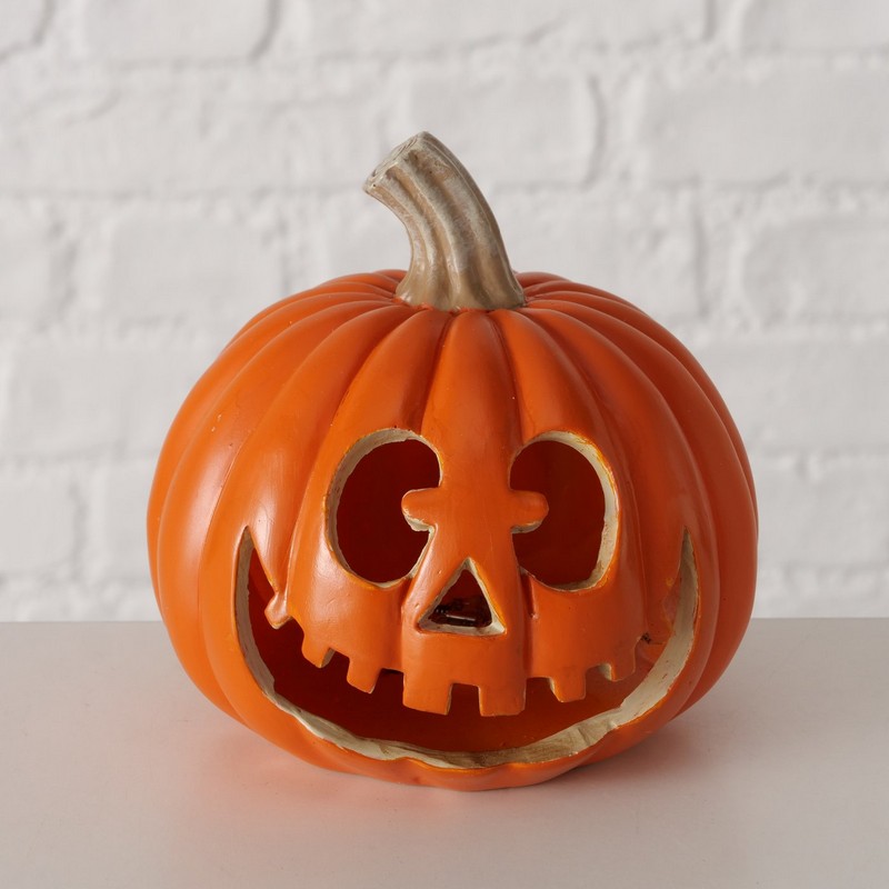 Zucca di Halloween in poliresina con luce led