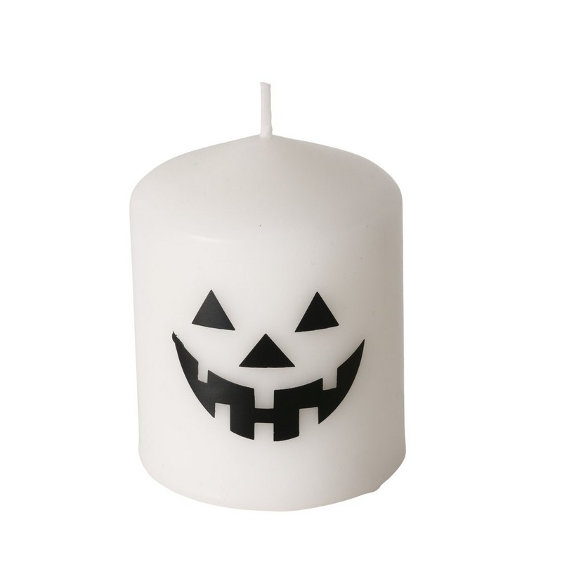 Candela di Halloween fantasma bianca con volto, non profumata, in 2 varianti assortite