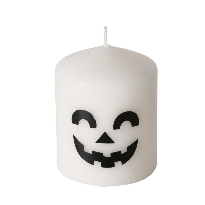 Candela di Halloween fantasma bianca con volto, non profumata, in 2 varianti assortite