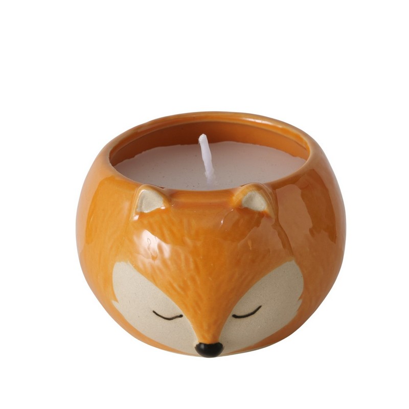 Volpe in ceramica con candela all'interno, perfetto come decoro autunnale