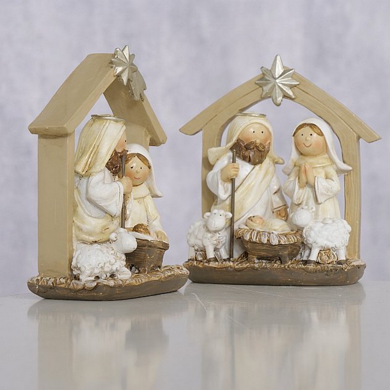 Presepe in poliresina da appoggio in 2 varianti assortite