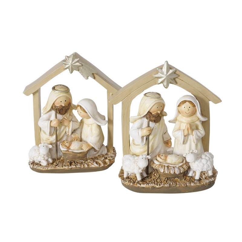 Presepe in poliresina da appoggio in 2 varianti assortite