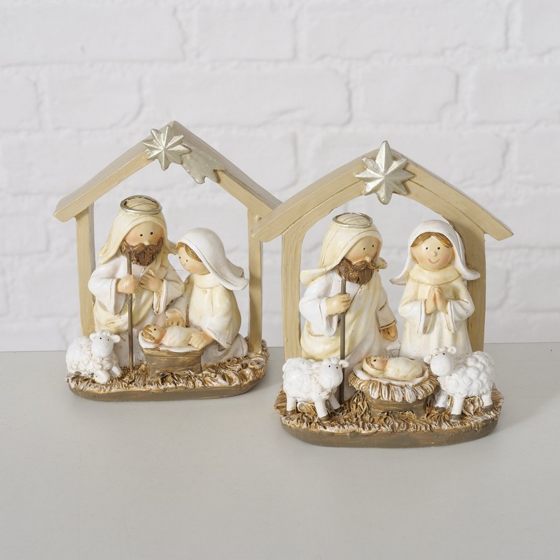 Presepe in poliresina da appoggio in 2 varianti assortite