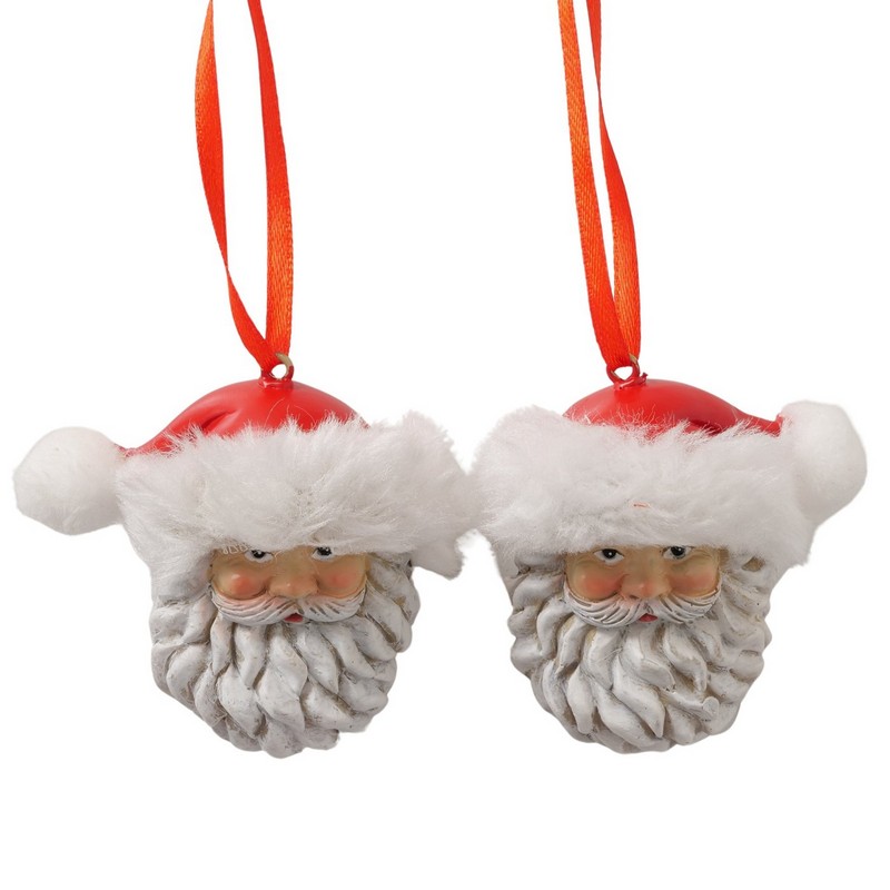 Faccia di Babbo Natale in poliresina da appendere