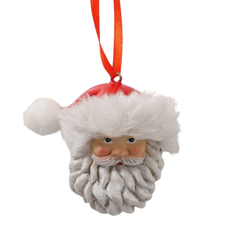 Faccia di Babbo Natale in poliresina da appendere